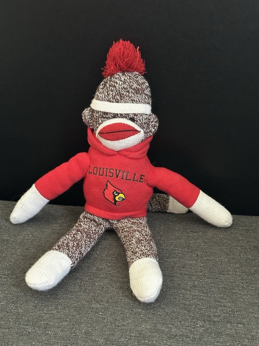 2011 Plushland Louisville Cardinals Sock Monkey Plush UofL Hoodie 10” NCAA
